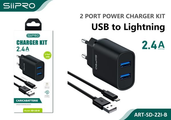 CHARGER KIT LIGHTNING 2 PORT USB
