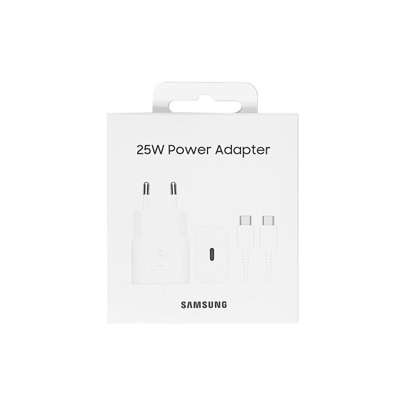 Caricabatterie rapido Samsung EP-T2510XWEGEU USB-C 25W con cavo dati, bianco