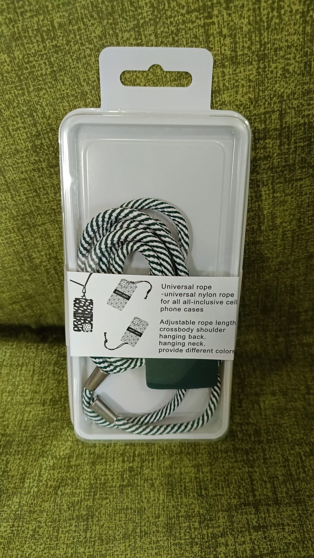 Laccetto per cellulare da appendere al collo verde bottiglia